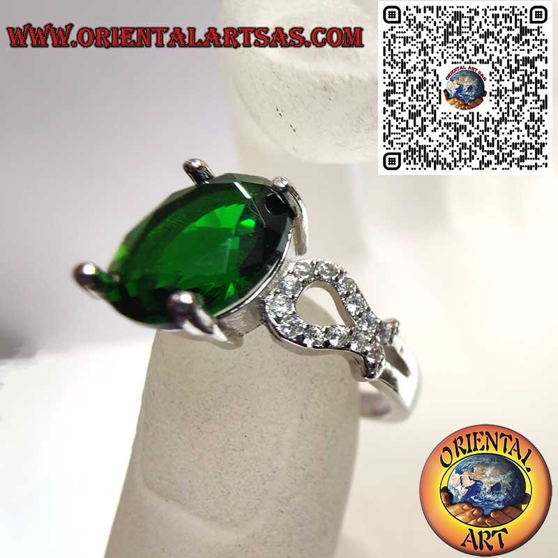 Silber 925 Oval Smaragd Zirkonia Ring - Klassischer Luxus
