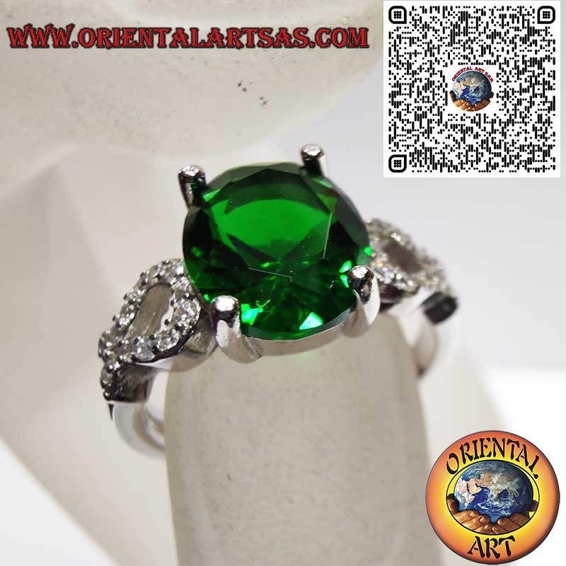 Bague Argent 925 Émeraude Ovale Zircons - Luxe Classique