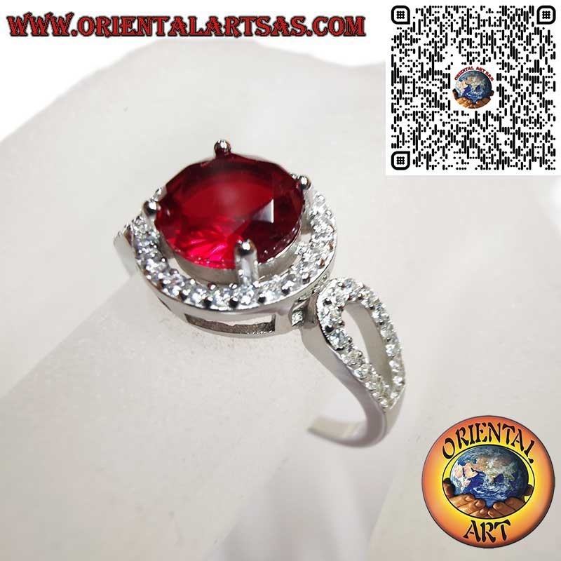 Bague Argent 925 Rubis Rond Zircons - Luxe Passion