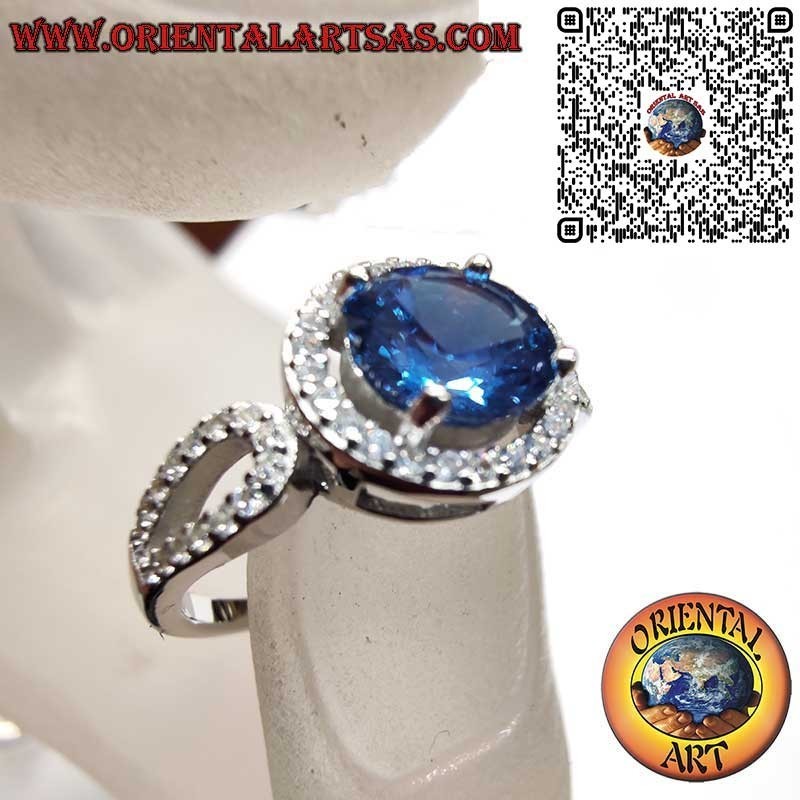 Silver 925 Round Sapphire Zircon Ring - Classic Elegance