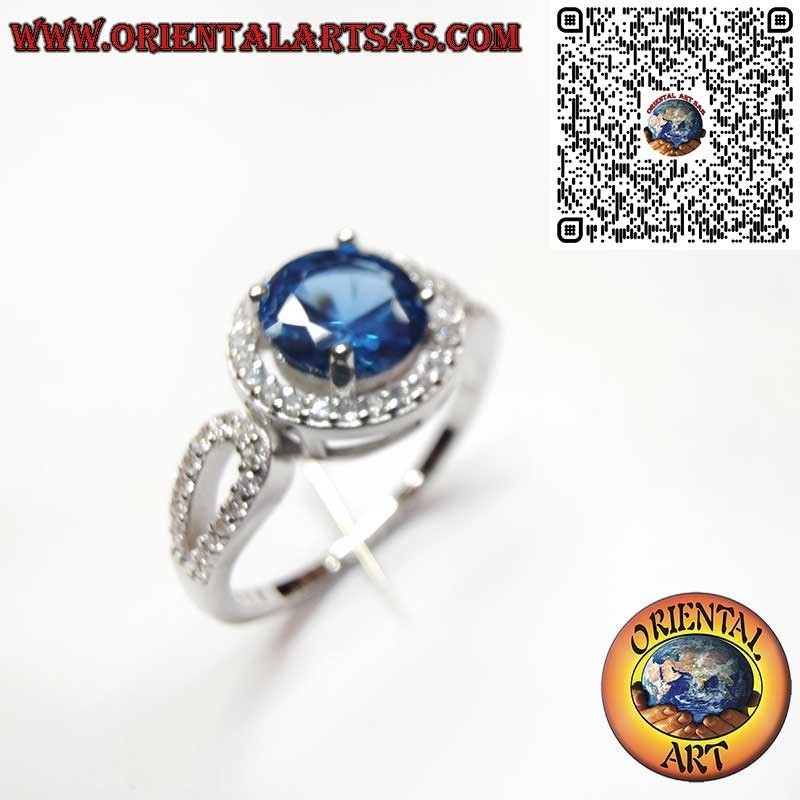Anillo Plata 925 Zafiro Redondo Circonitas - Elegancia Clásica