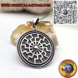 Colgante Rueda Solar Grande con Incrustaciones en Plata 925 - Símbolo Cósmico