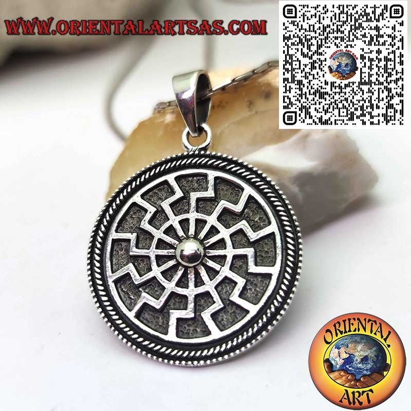 Colgante Plata 925 Sol Negro Rueda Solar - Símbolo Poderoso e Cósmico