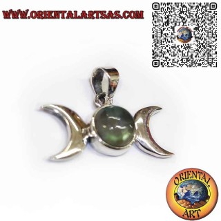 Colgante Triple Diosa Wicca en Plata 925 con Labradorita Natural