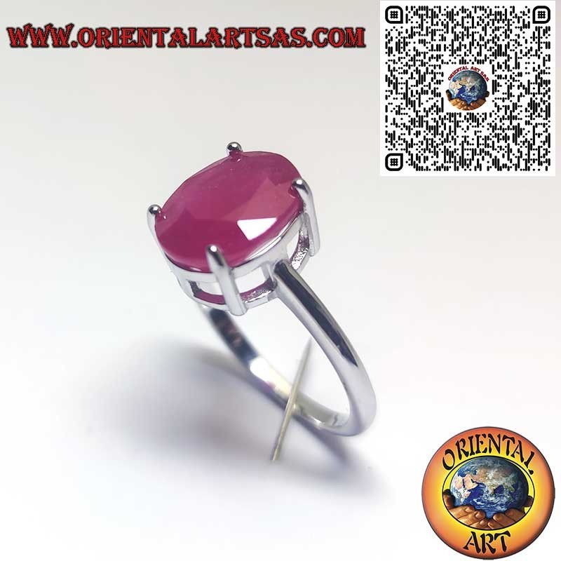 Bague Argent 925 Rubis Naturel Ovale - Monture Classique