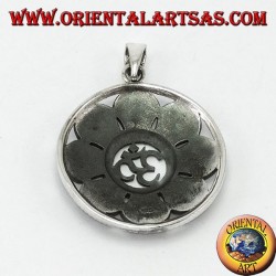 Silver Pendant, Om with eight Good Auspicious Symbols (Large)