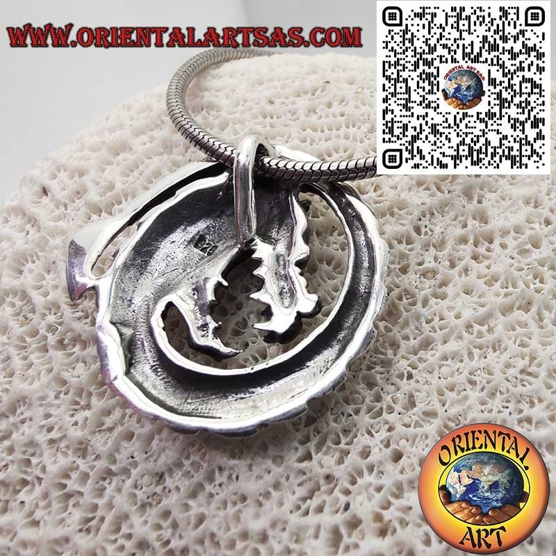 Pendentif Dragon Spirale Argent 925 - Amulette Celtique Mythologique