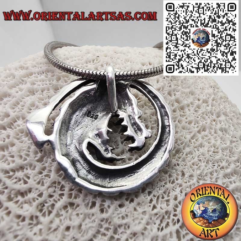 Spiral Dragon Silver 925 Pendant - Mythological Celtic Amulet