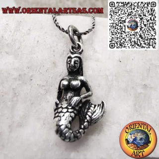 3D Mermaid Silver 925 Pendant - Marine Mythology Jewelry