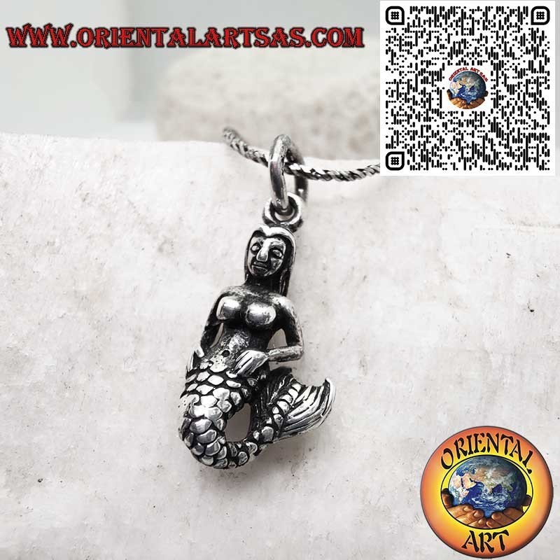 Pendentif Sirène 3D Argent 925 - Bijou Mythologie Marine
