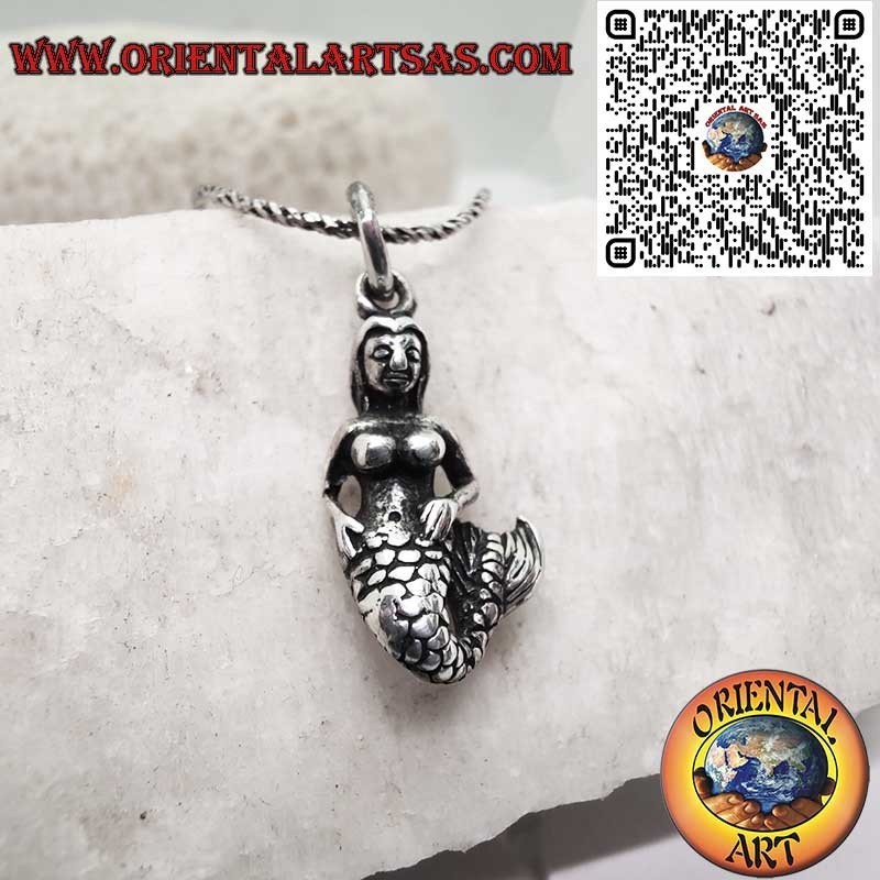 Pendentif Sirène 3D Argent 925 - Bijou Mythologie Marine