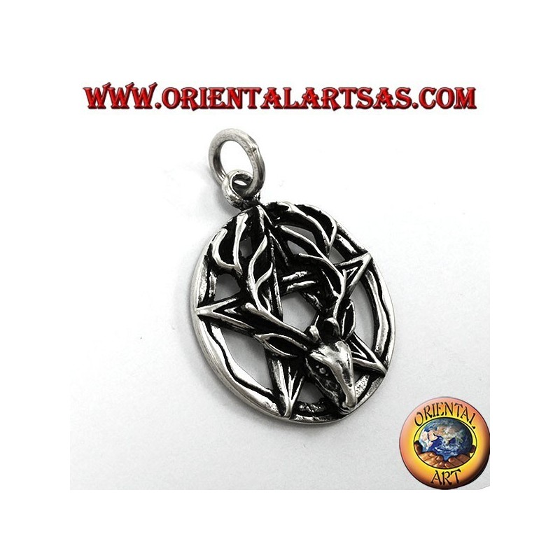 Pendant in silver, pentacle with deer head