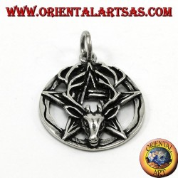 Pendant in silver, pentacle with deer head