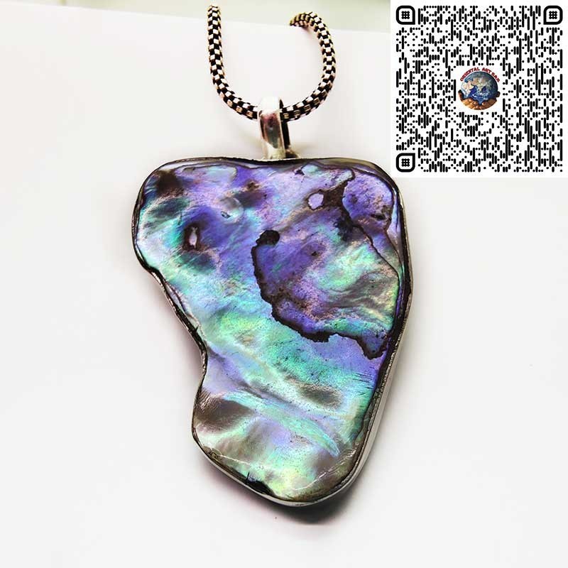 Unregelmäßiges Dreieck Paua Shell Silber 925 Anhänger