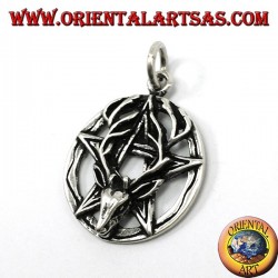 Anhänger in silber, pentacle mit Hirschkopf