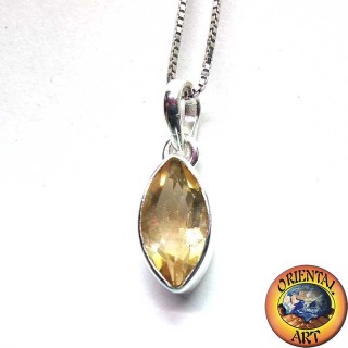 Natürlicher Gelber Topas Anhänger 925er Silber - Marquise-Schliff