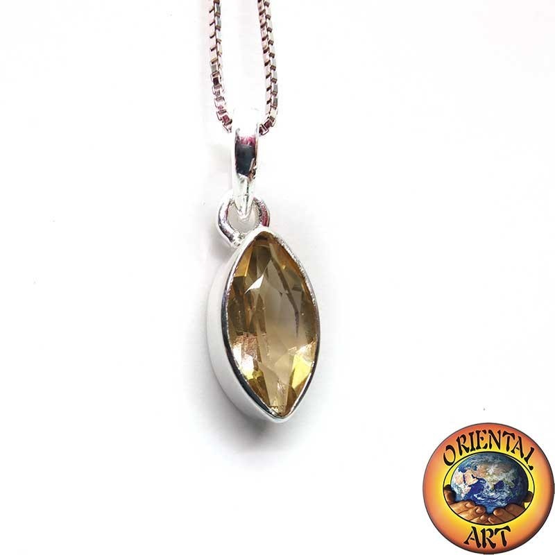 Ciondolo Topazio Giallo Argento 925 - Pietra Naturale Marquise