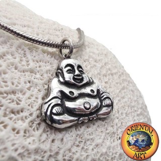 Abundance Buddha (Hotei) Sterling Silver 925 Pendant - Good Luck Amulet