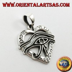 Silber Anhänger, Horus Auge auf das Herz symbolisiert Liebe und Wohlstand