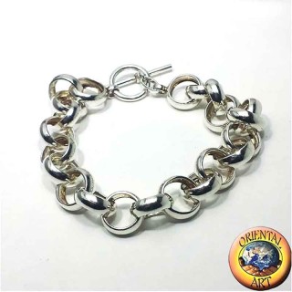 Bracelet à Anneaux en Argent 925 avec Fermoir en T