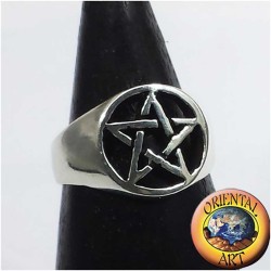 Anillo de plata de ley 925 con símbolo de pentagrama calado - Joyería esotérica.