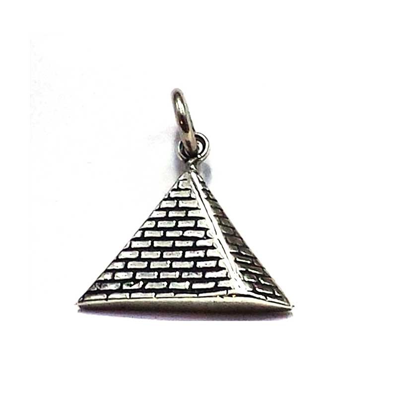 925 sterling silver pyramid pendant with brick-like texture and vintage finish.