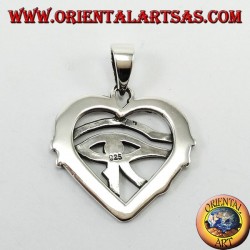 Colgante de plata, el ojo de Horus en el corazón simboliza el amor y la prosperidad