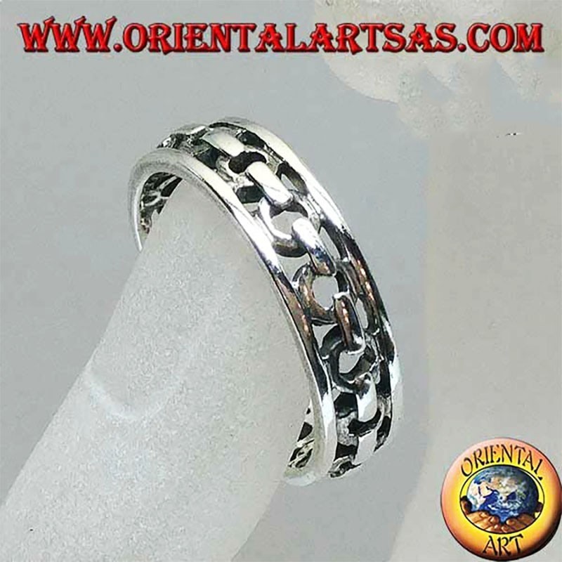 Anello Fascia Argento 925 Catena Traforata | Oriental Art