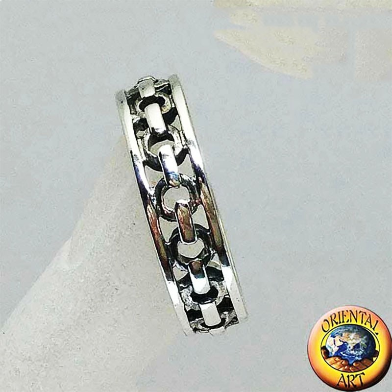 Anillo Banda Plata 925 Cadena Calada | Oriental Art