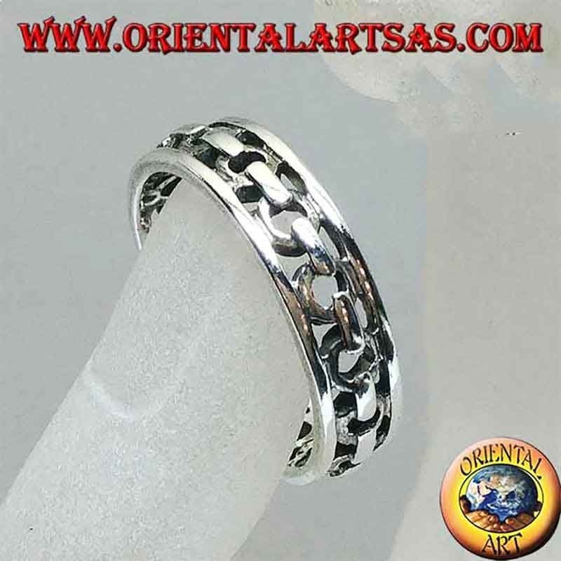 925 Sterling Silver Openwork Chain Band Ring | Oriental Art