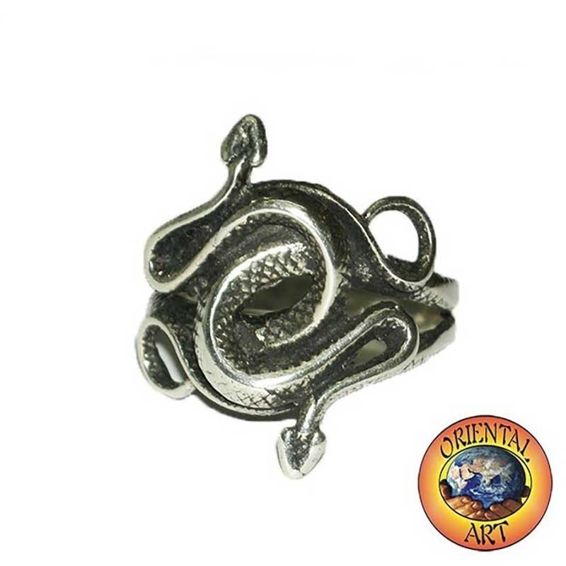 Anello Due Cobra Attorcigliati Argento 925 - Gioiello Uomo Serpente