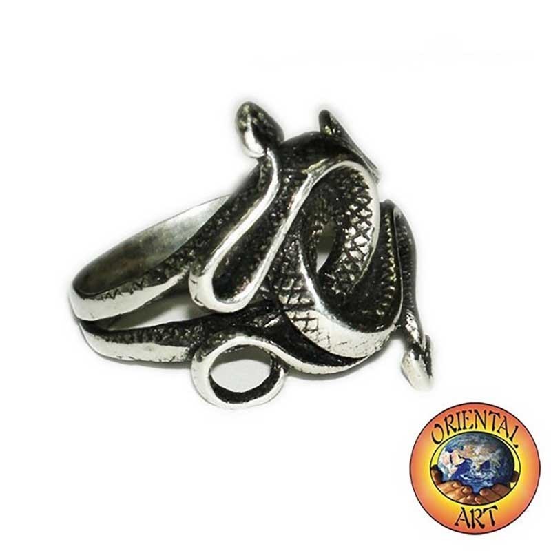 Two Twisted Cobras Ring 925 Sterling Silver - Snake Men's Jewelry