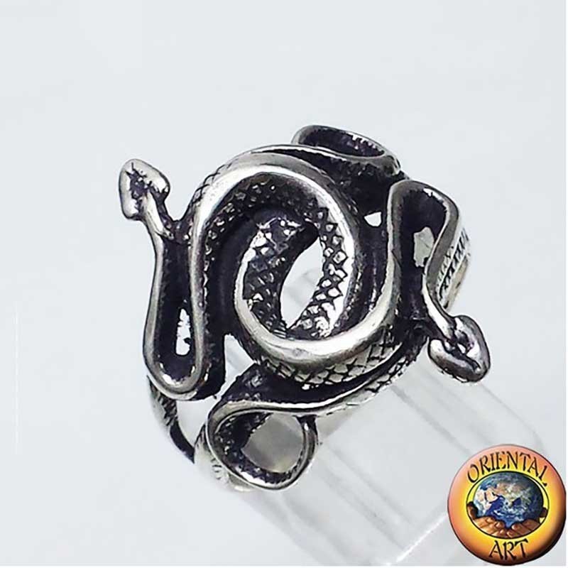 Anillo Dos Cobras Entrelazadas Plata 925 - Joyería Hombre Serpiente