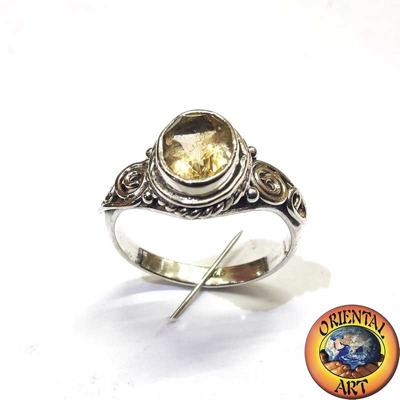 925 Silberring Natürlicher Gelber Topaz Oval Spirale