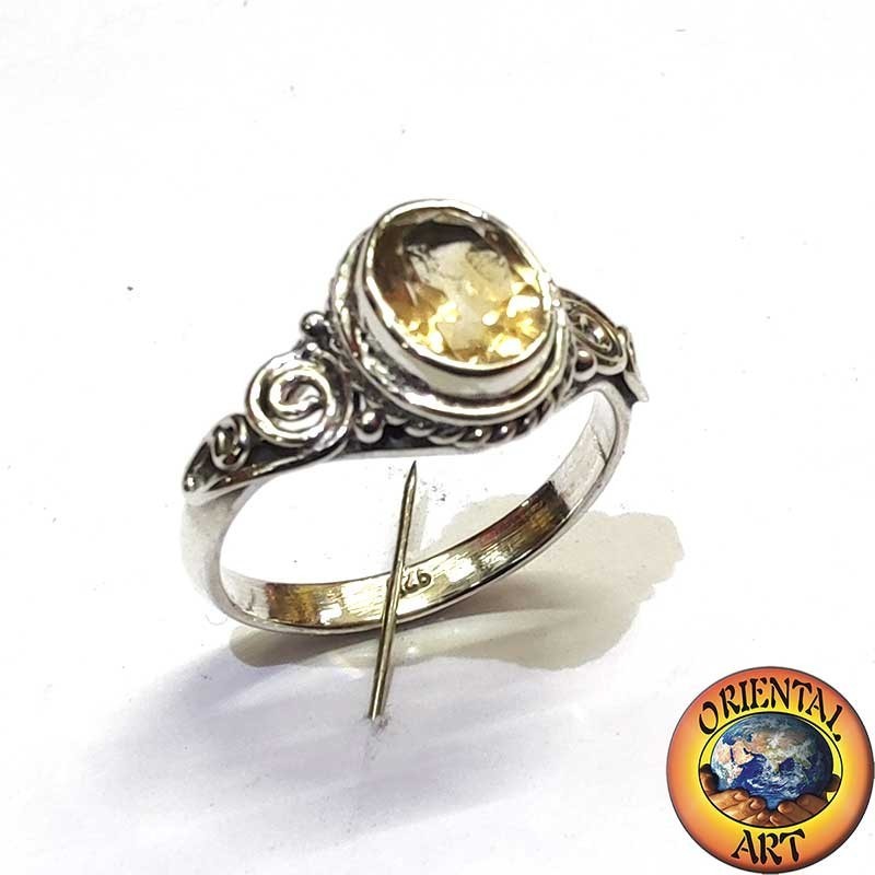 925 Silberring Natürlicher Gelber Topaz Oval Spirale