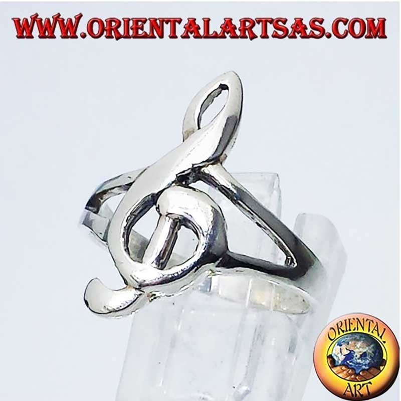 Großer Notenschlüssel Ring 925 Silber | Musikerschmuck