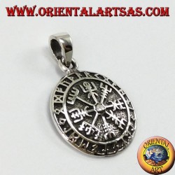 Colgante de Plata, Aegishjalmur y Vegvisir con Runas Celtas (Pequeñas)
