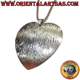 Ciondolo Cuore Rigato Diamantato Argento 925 45mm | Oriental Art