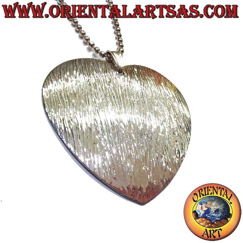 Geriffelter Diamantgeschliffener Herz Anhänger 925 Silber 45mm | Oriental Art