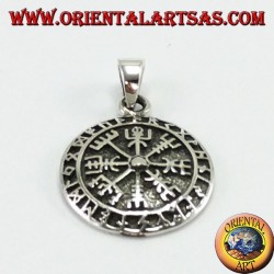 Colgante de Plata, Aegishjalmur y Vegvisir con Runas Celtas (Pequeñas)