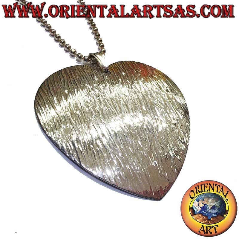 Geriffelter Diamantgeschliffener Herz Anhänger 925 Silber 45mm | Oriental Art