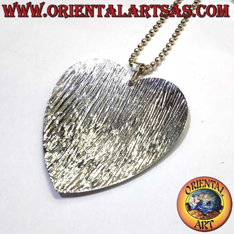 Ciondolo Cuore Rigato Diamantato Argento 925 45mm | Oriental Art