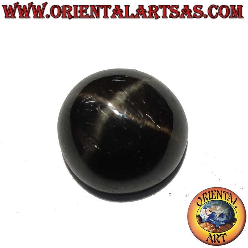 Natural Black Star Diopside 9mm Cabochon Asterism 4 Rays | Oriental Art
