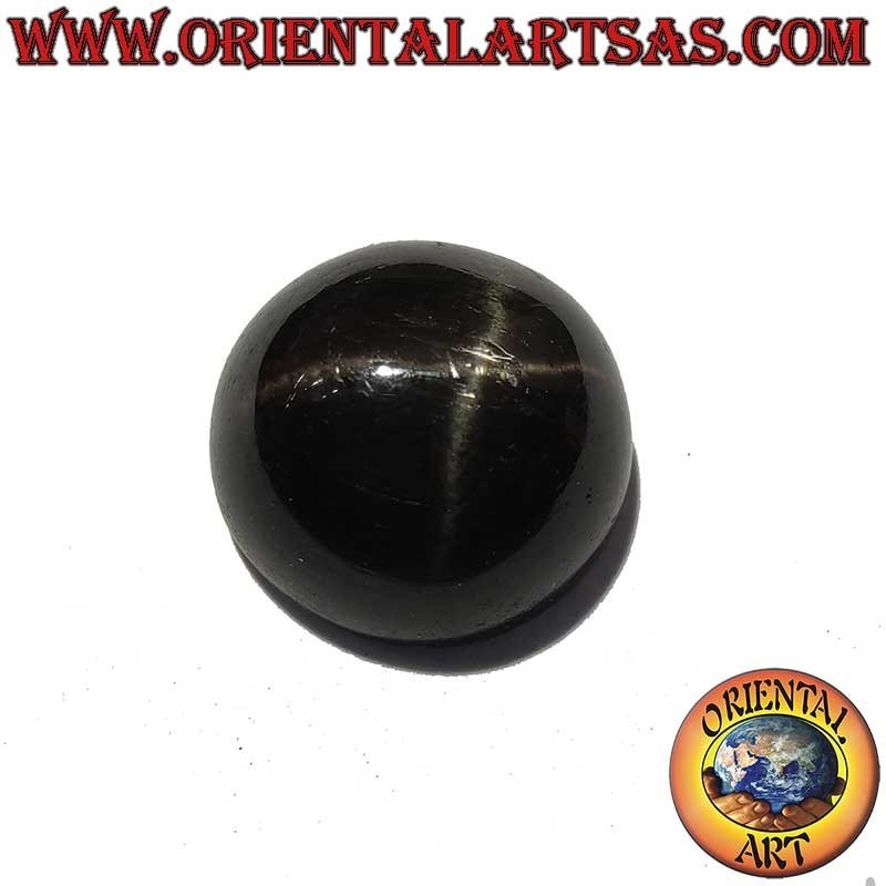 Diopside Étoile Noire Naturel 9mm Cabochon Astérisme 4 Rayons | Oriental Art