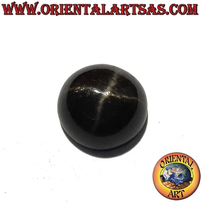 Diopside Étoile Noire Naturel 9mm Cabochon Astérisme 4 Rayons | Oriental Art