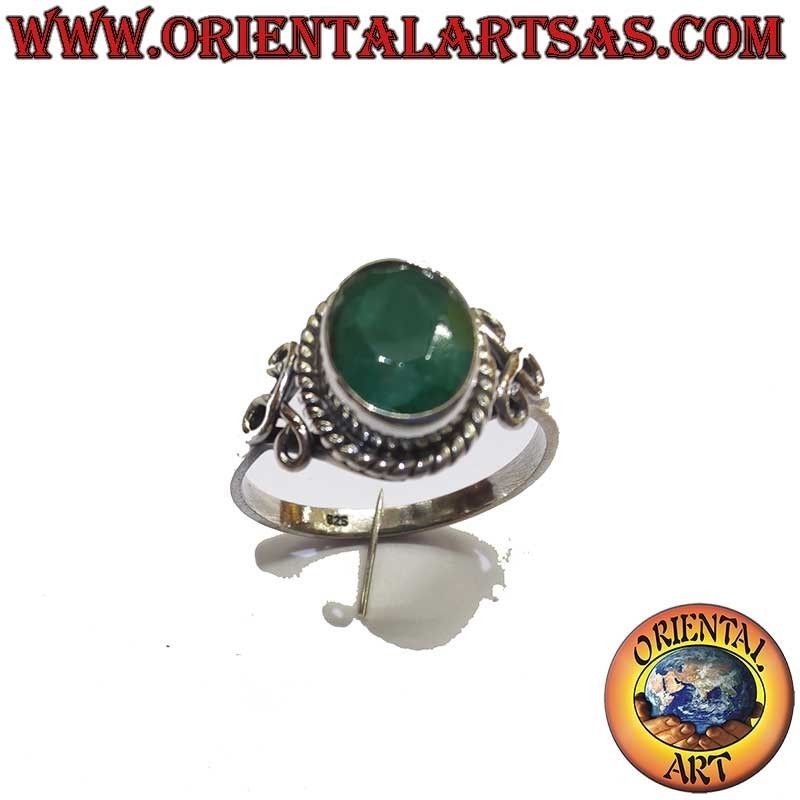 Ring aus 925er Sterlingsilber mit natürlichem ovalem Smaragd – Elegantes Schmuckstück