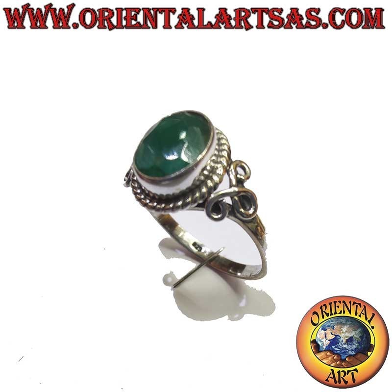 Bague en argent sterling 925 ornée d'une émeraude ovale naturelle