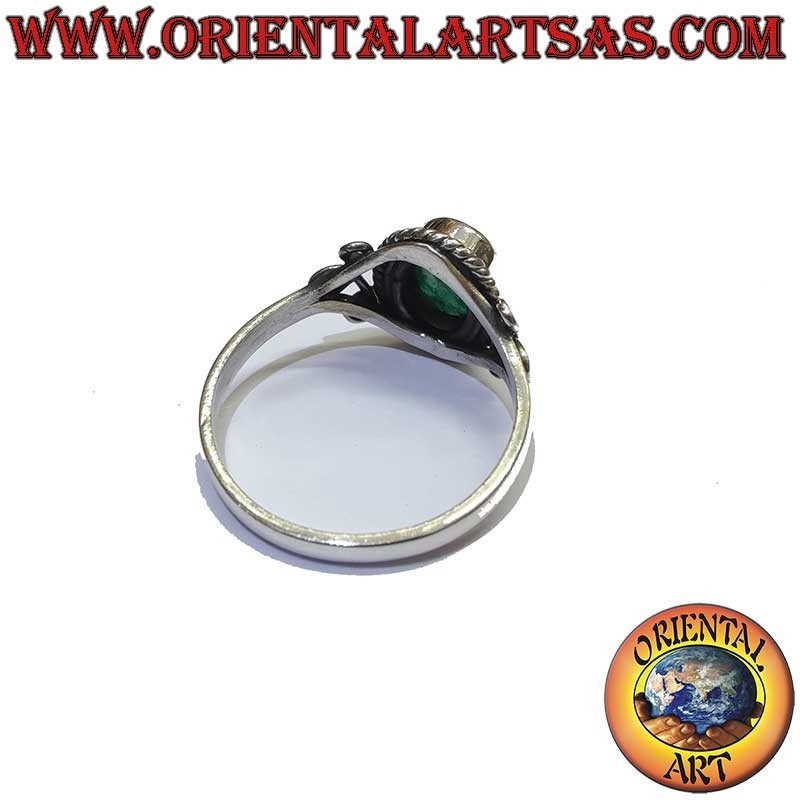 Ring aus 925er Sterlingsilber mit natürlichem ovalem Smaragd – Elegantes Schmuckstück