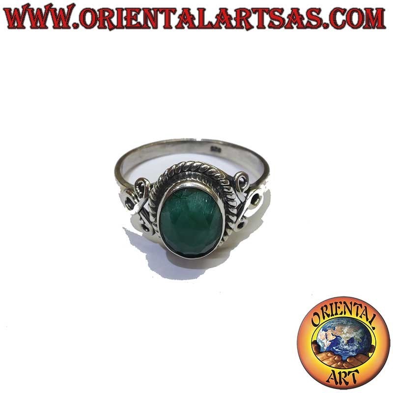 925 Sterling Silver Ring with Natural Oval Emerald – Elegant Jewel