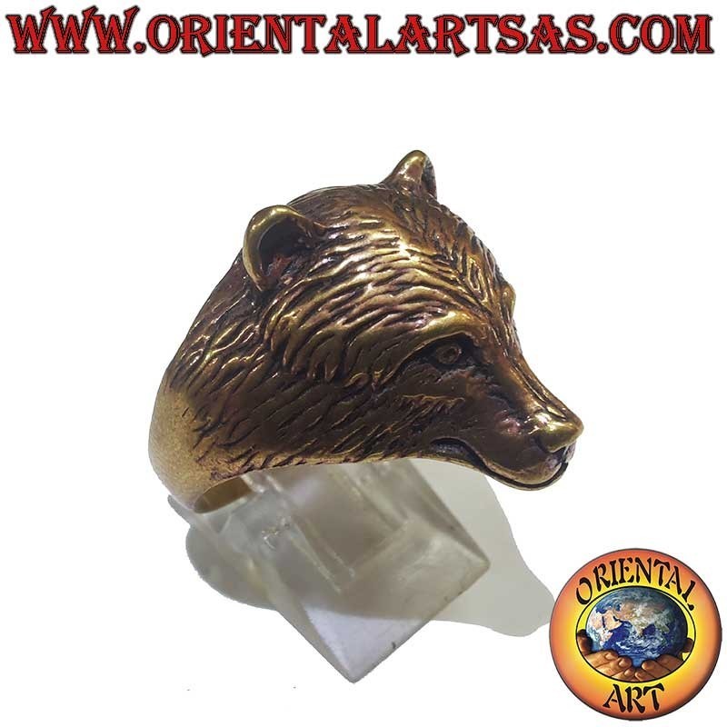 Bear Head Ring Bronze 24mm - Symbol of Strength | Oriental Art